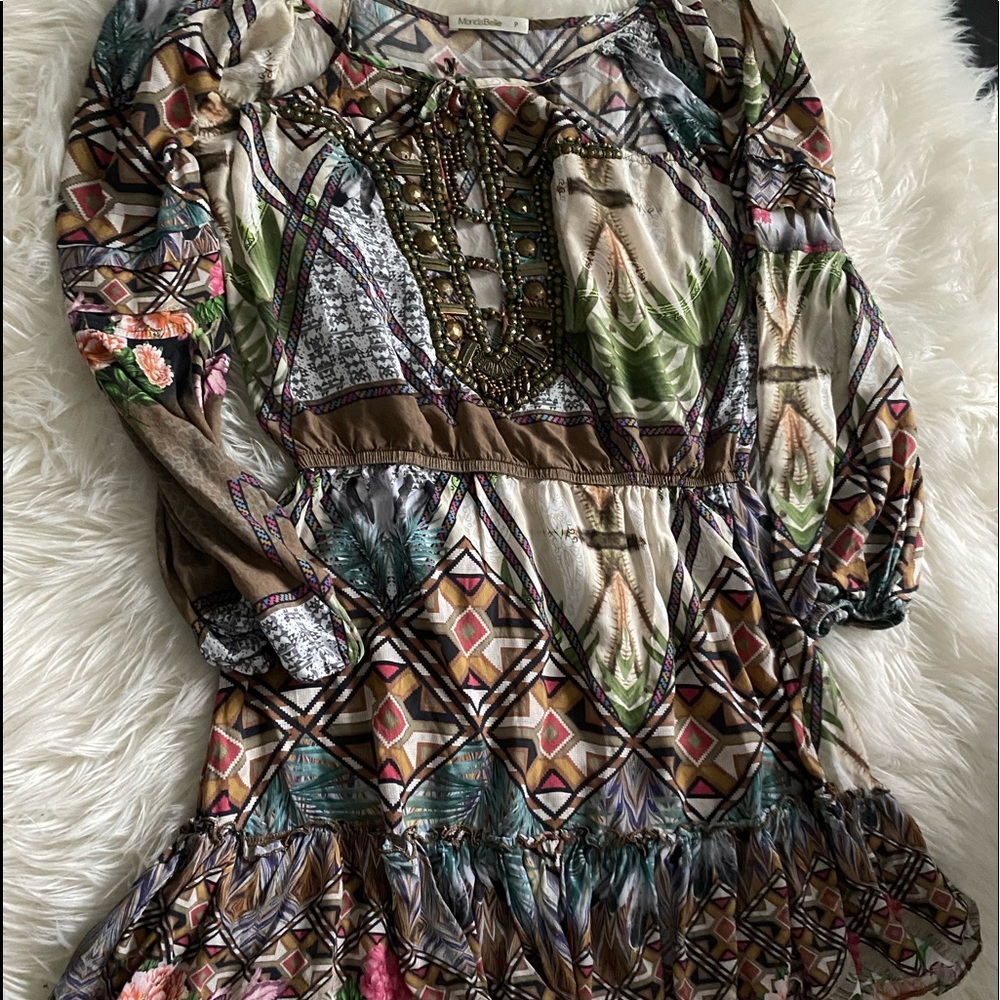 Small floral beaded dress open sleeve